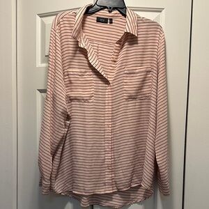 H&M Pink and Black Striped Blouse